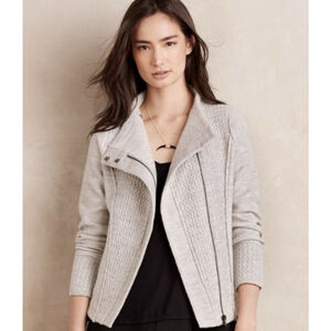 Sparrow Gray Knit Moto Jacket Wool Zip Up Layer Size Medium Minimalist Classic